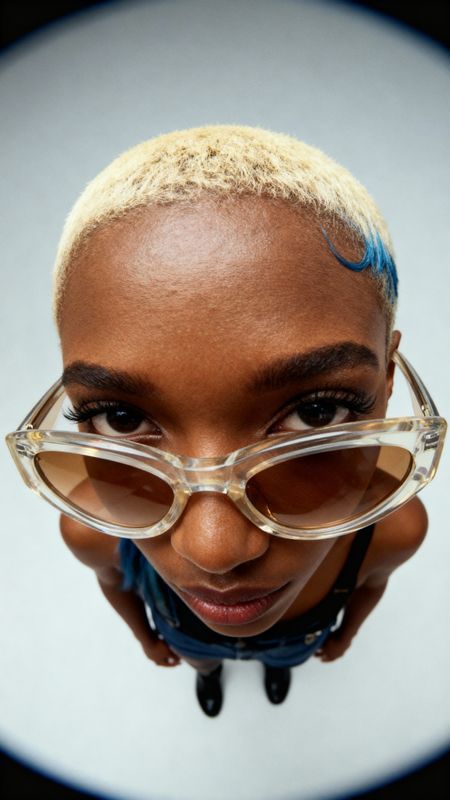 a woman with a pair of glasses on her face