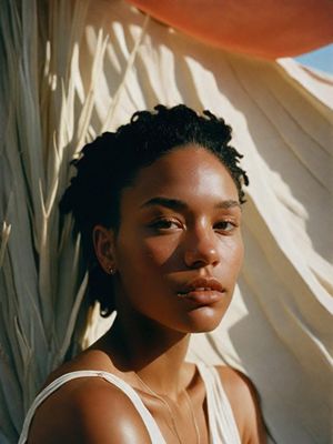 a close up of a person wearing a tank top