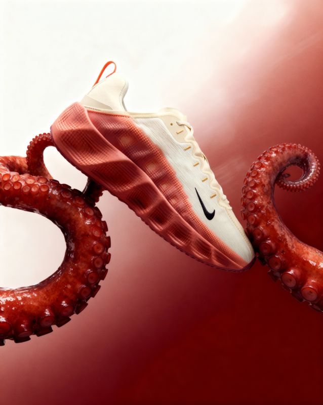 a pair of sneakers with octopus legs attached to them