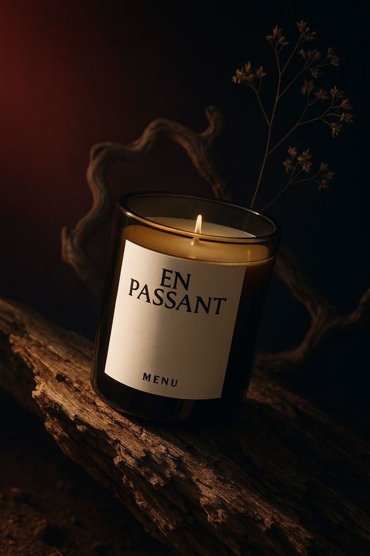 a candle that is sitting on a piece of wood