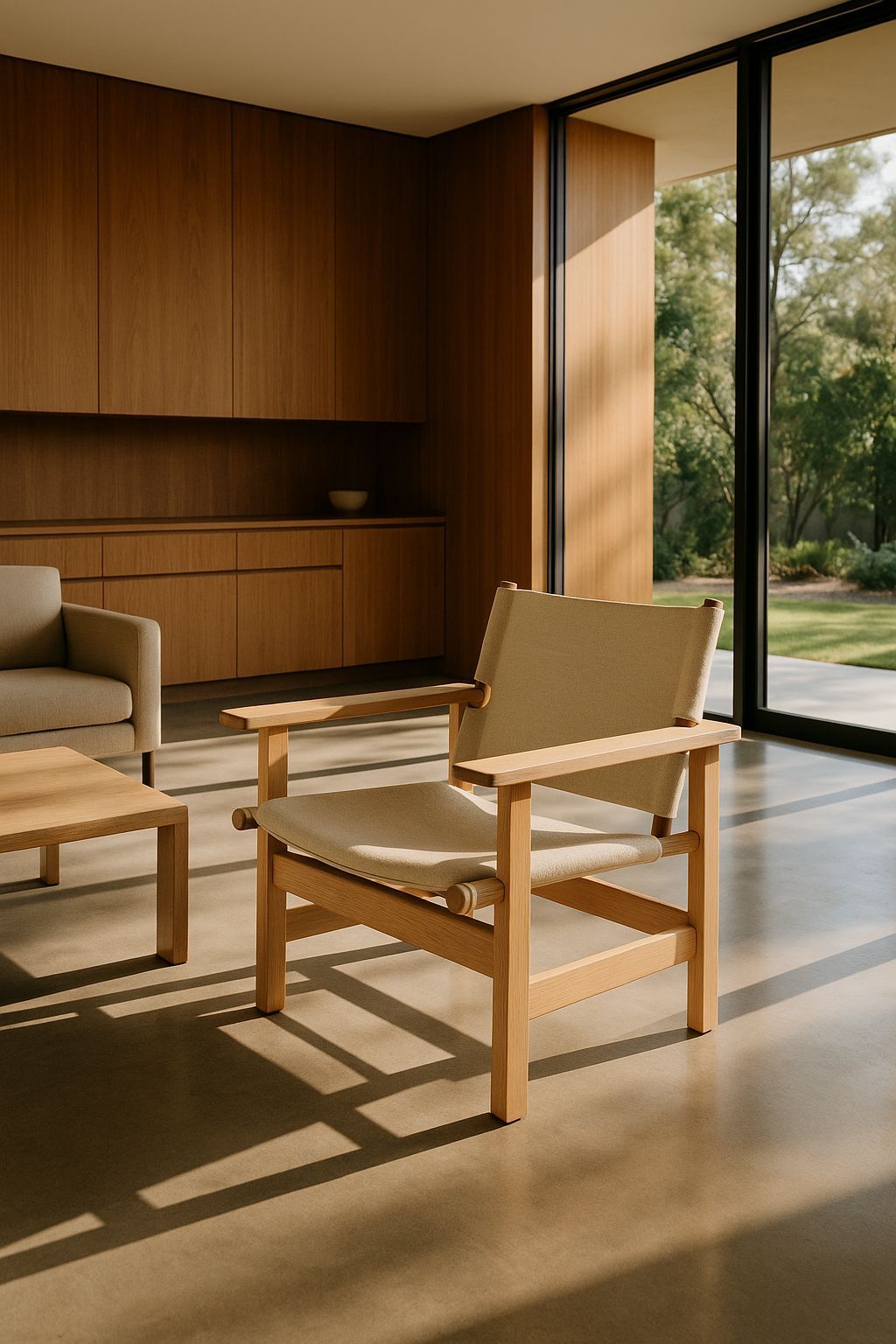 a chair and a table in a room