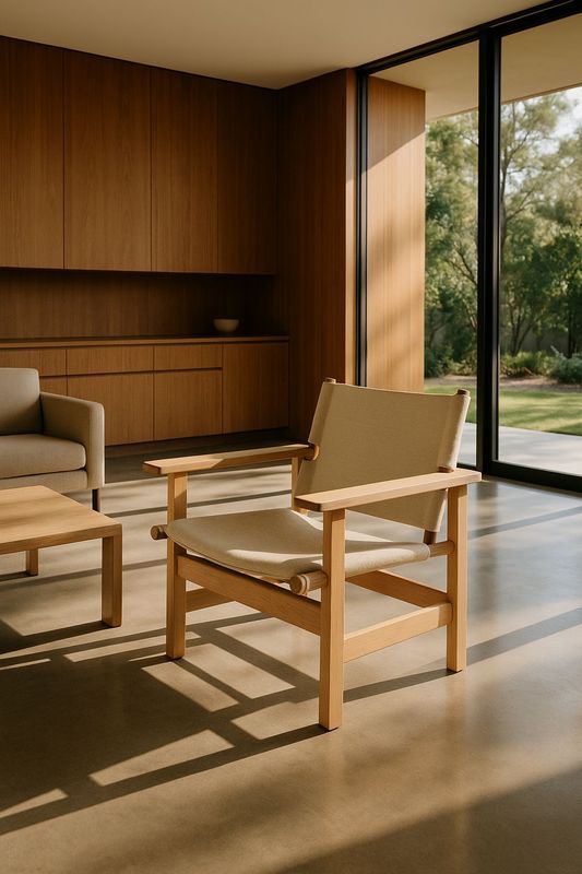 a chair and a table in a room