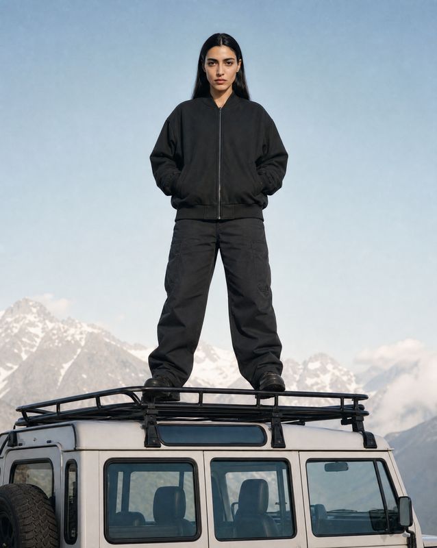 a woman standing on top of a vehicle