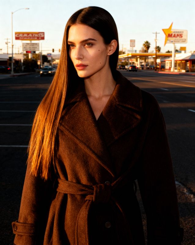 a woman standing in the middle of a street