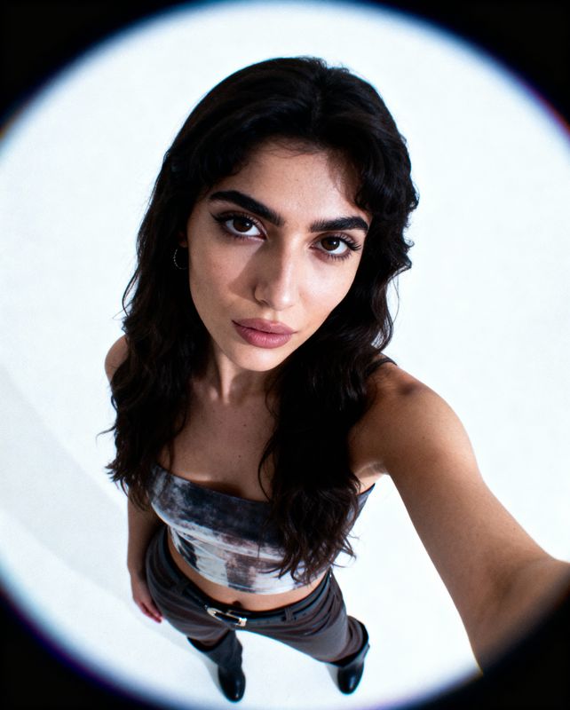 a woman with a camera around her neck