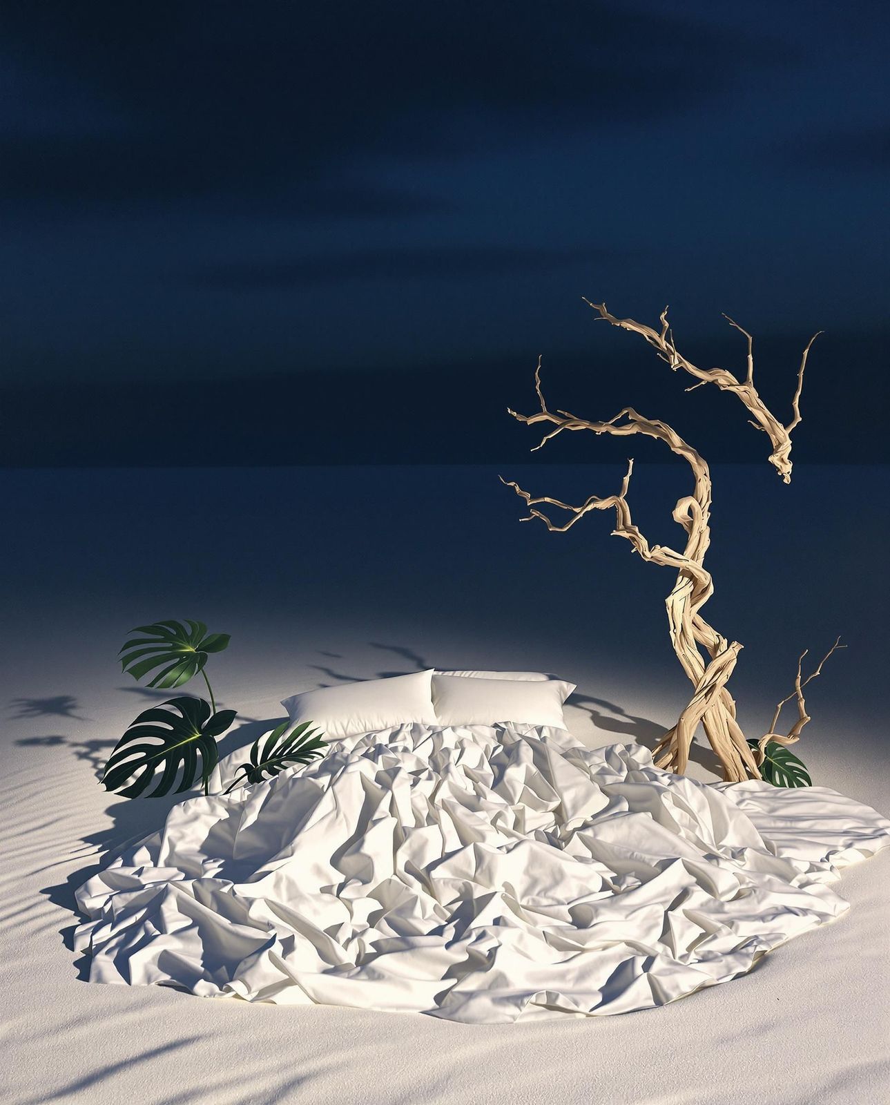 a tree that is standing in the snow