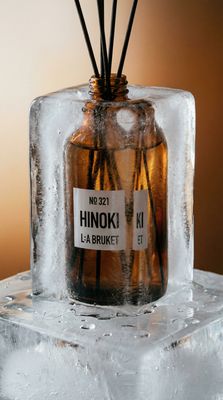 a glass bottle with some sticks sticking out of it