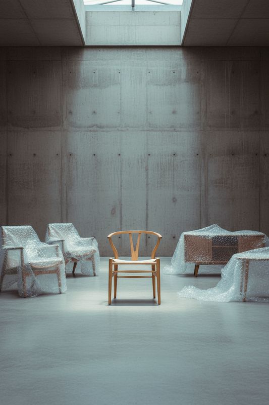 a chair sitting in a room with a skylight