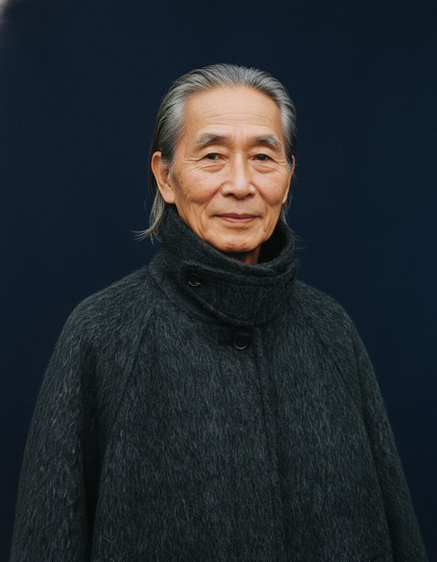 an old man with grey hair and a black coat