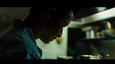 a man standing in a kitchen preparing food