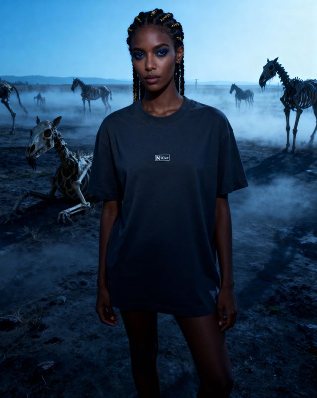 a woman standing in front of a herd of zebras