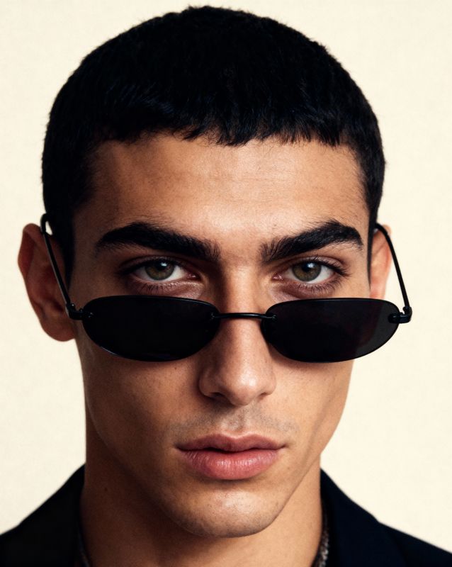 a man wearing sunglasses and a black shirt