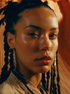 a close up of a person with dreadlocks