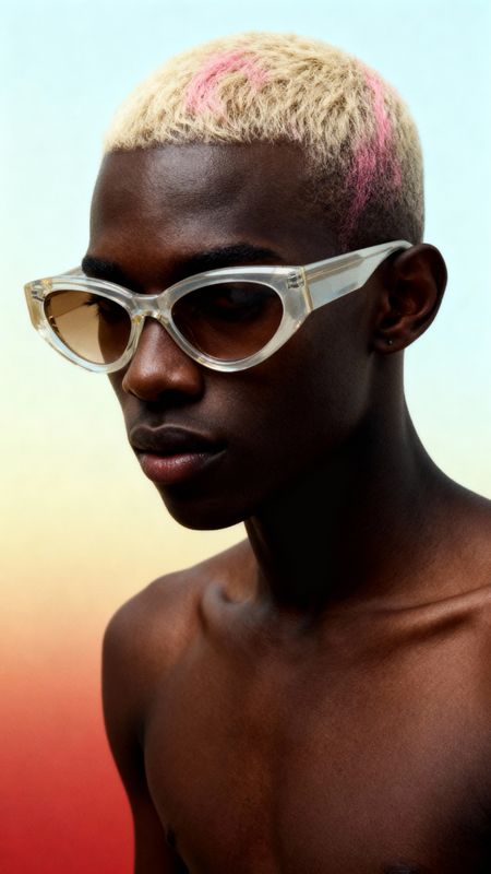 a man with a pair of sunglasses on his head