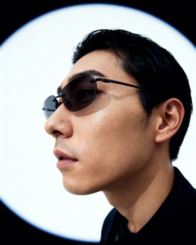 a man wearing sunglasses and a black shirt