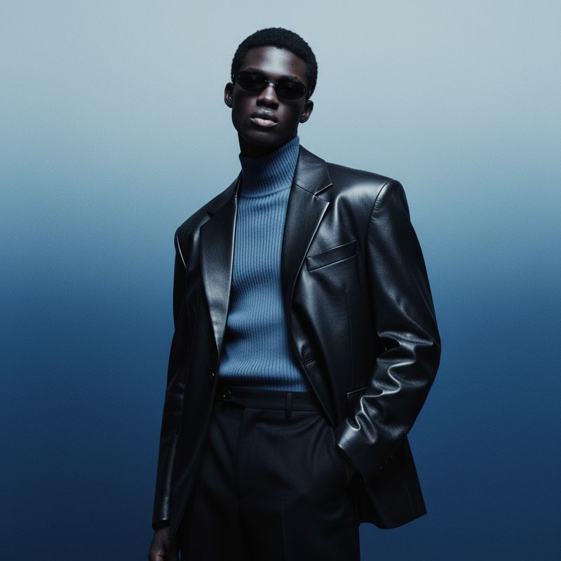 a man in a black suit and sunglasses