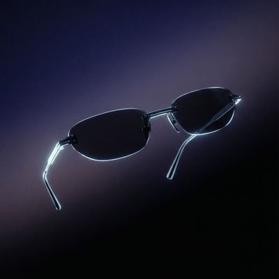 a pair of glasses with neon lights on them