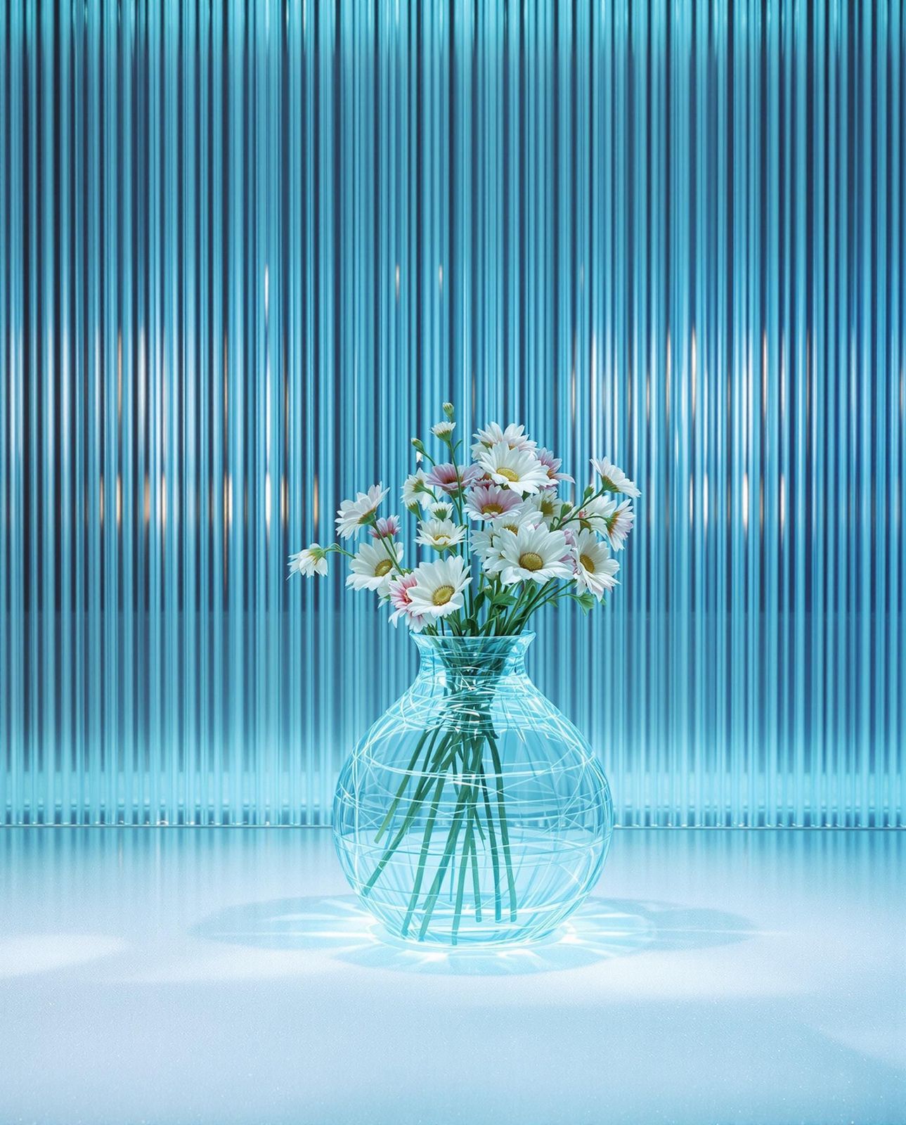 a vase filled with white and pink flowers