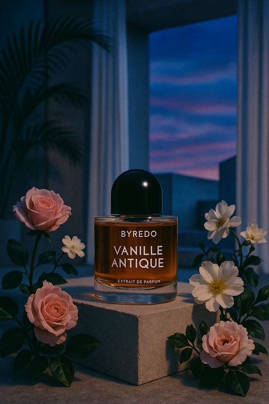 a bottle of perfume sitting on top of a table