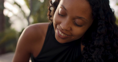 a close up of a person with a cell phone