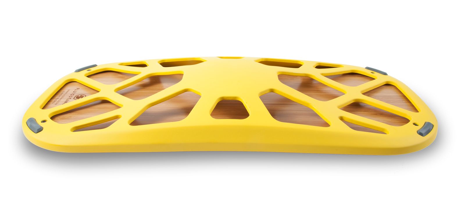 a yellow skateboard with holes in the middle of it