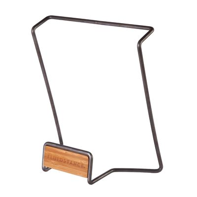 a wooden and metal object on a white background