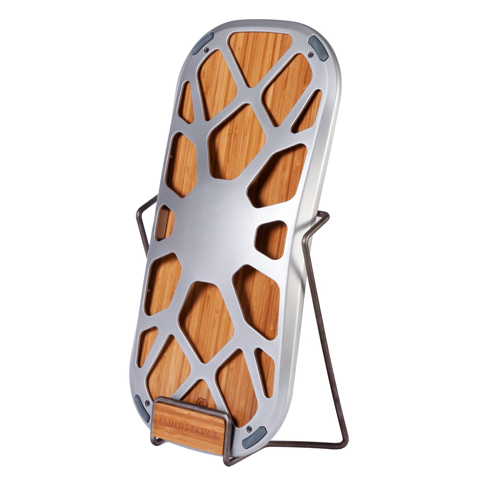 a wooden and metal object on a white background