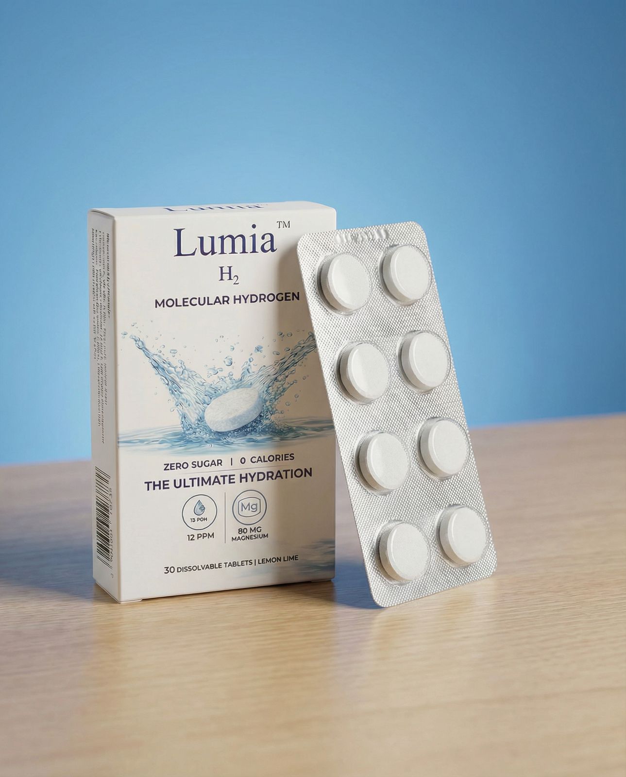a pack of lumia pills sitting on top of a table