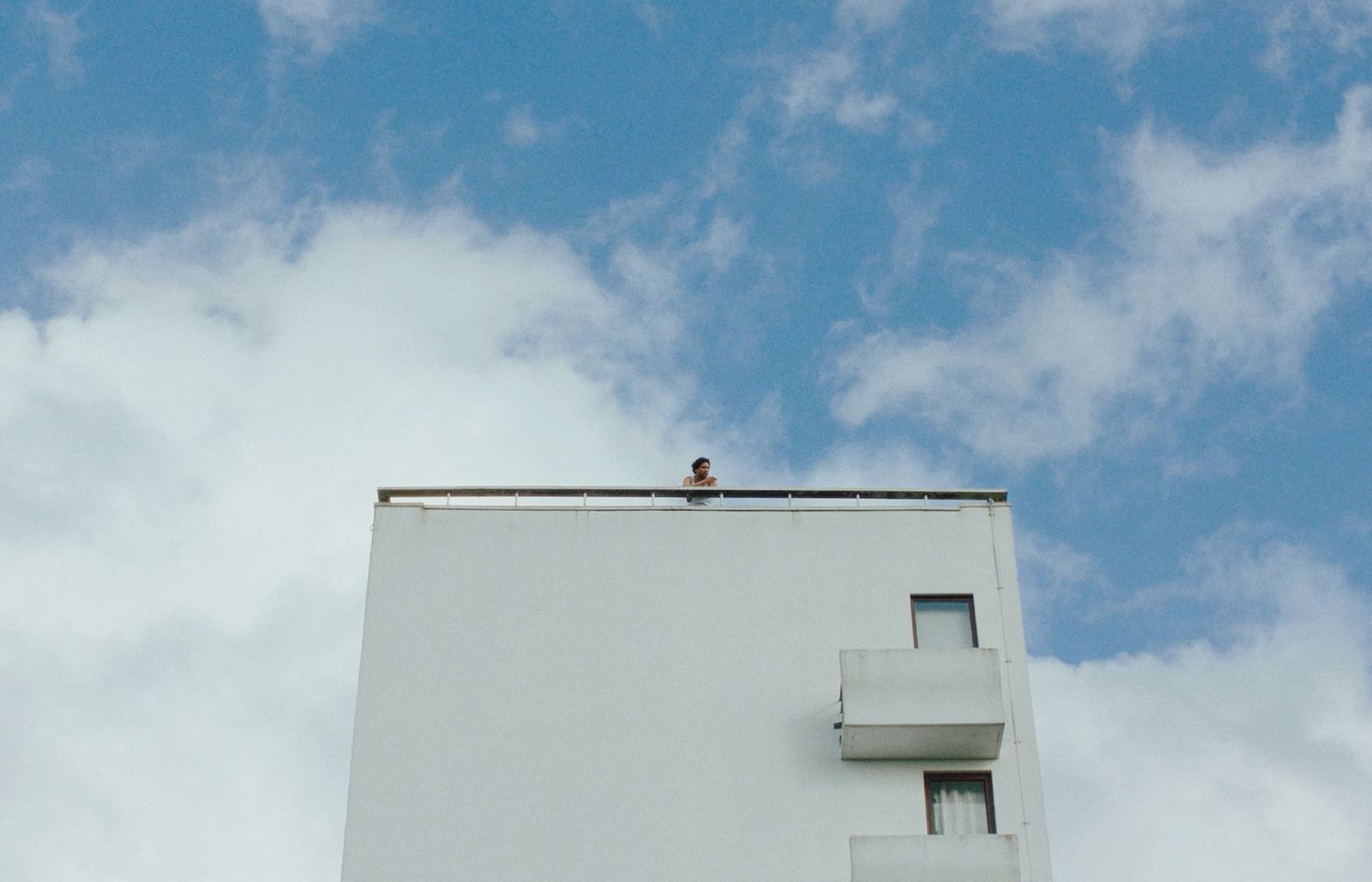 a bird is perched on top of a building