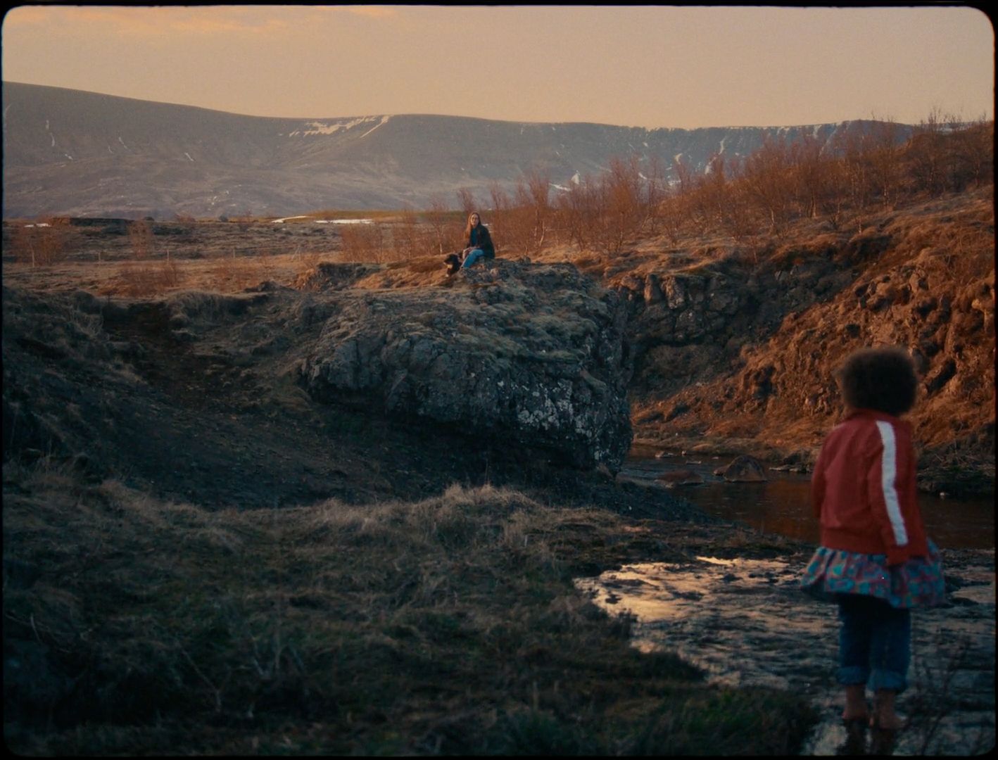 a couple of people standing on top of a hill