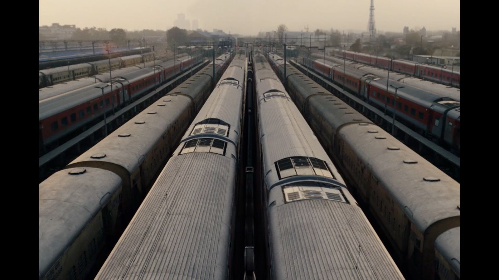 a train yard filled with lots of trains