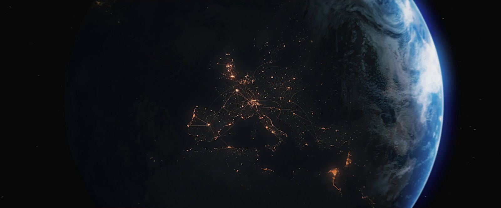 a view of the earth from space at night