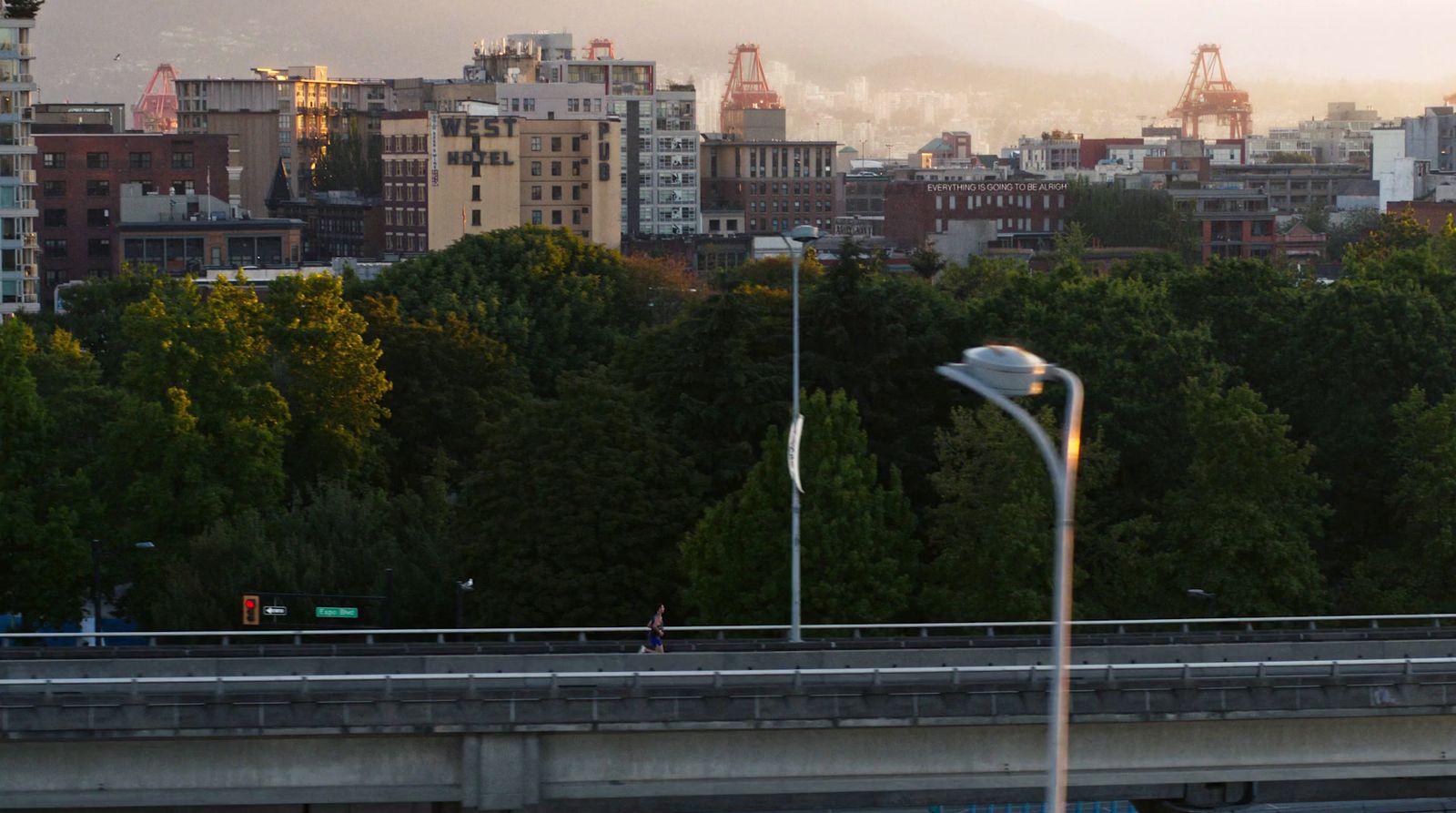 a view of a city from a bridge