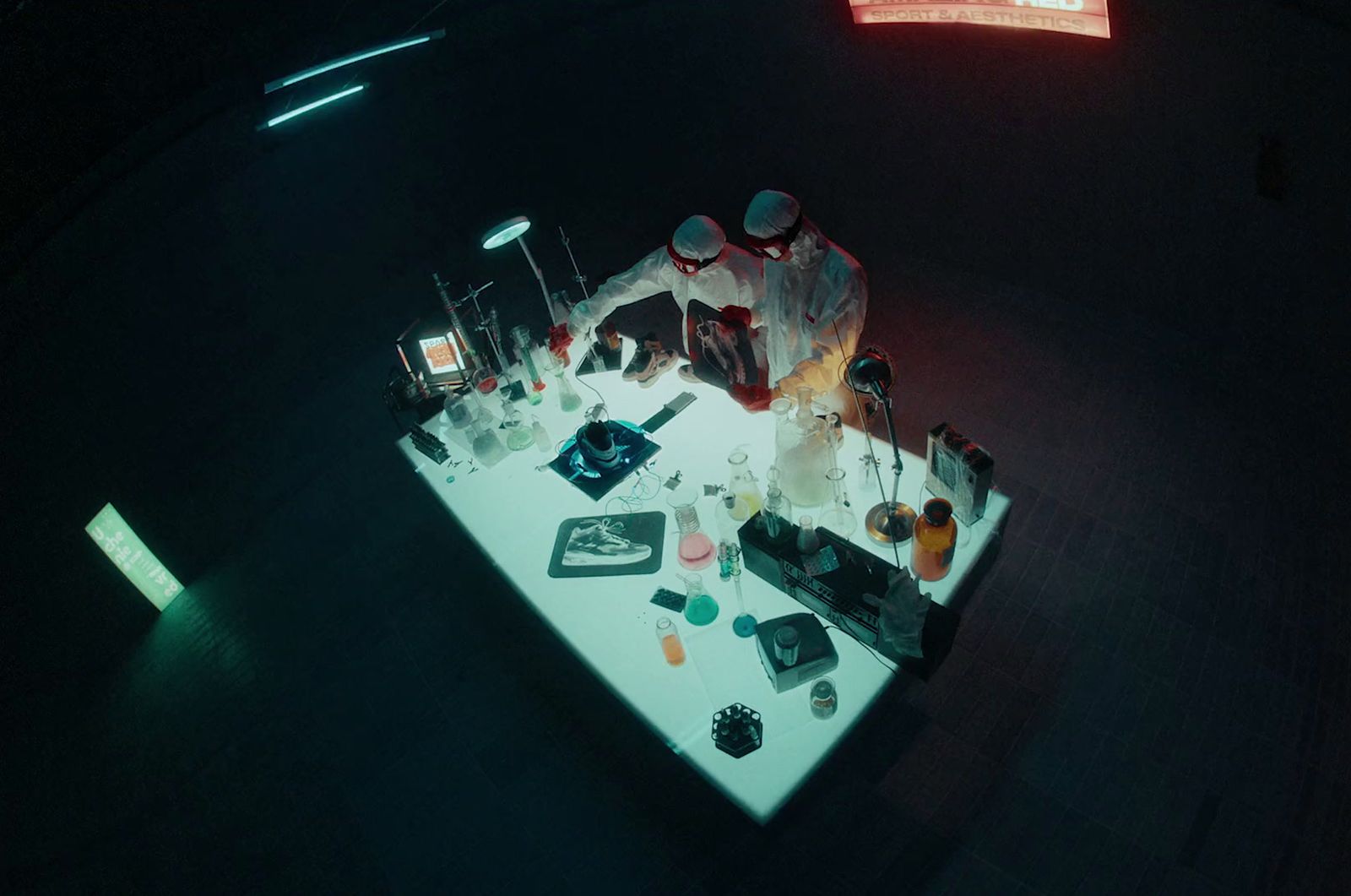 a table topped with lots of bottles of liquid