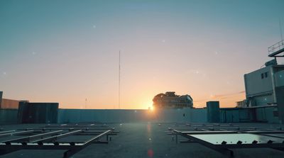 the sun is setting behind a large ship