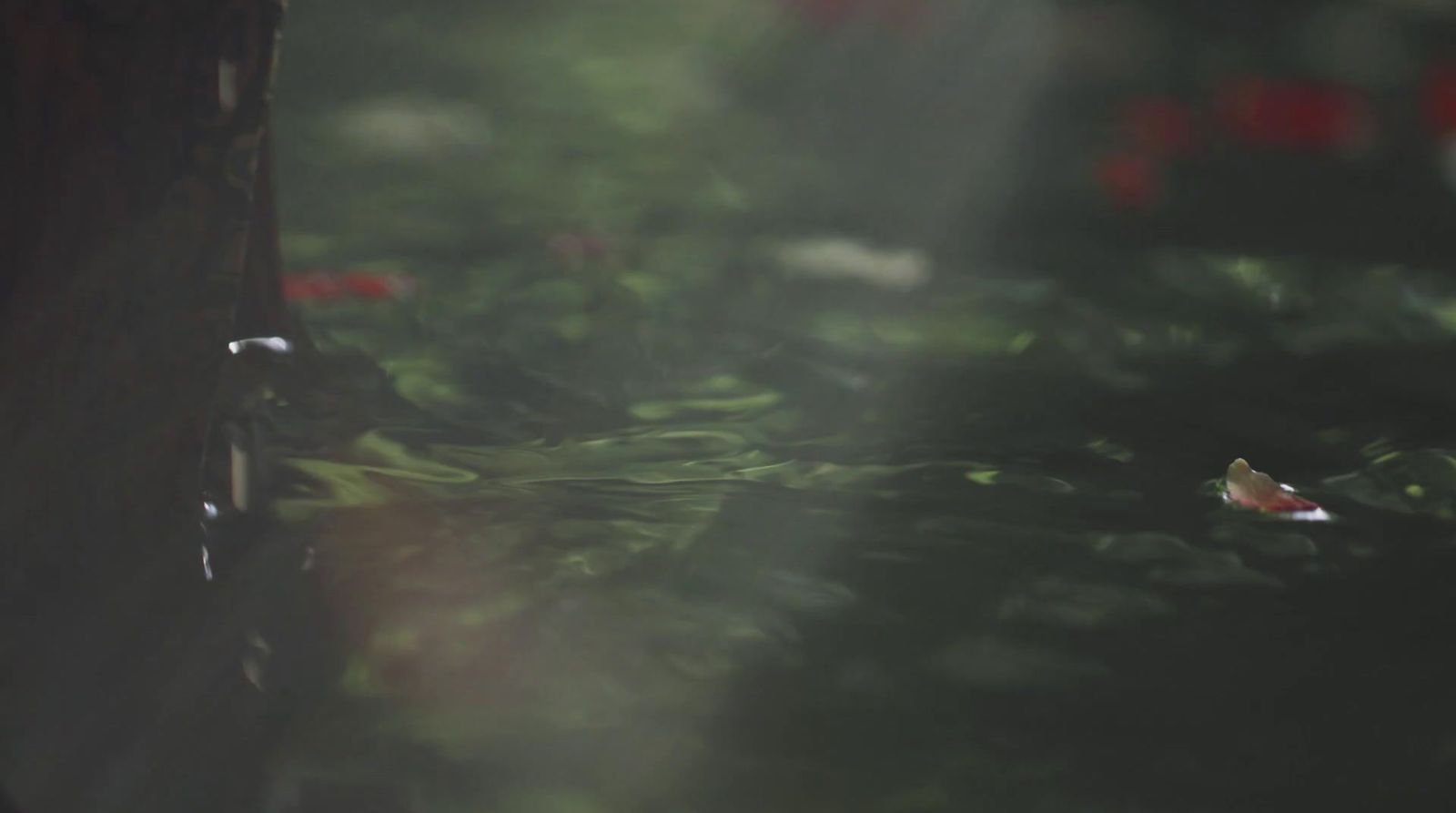 a blurry photo of a bench in a park