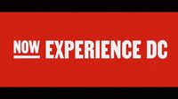 a red and black sign that says now experience dc