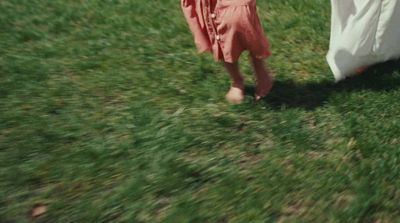 a little girl in a pink dress holding a frisbee