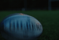 a blurry photo of a frisbee in the grass