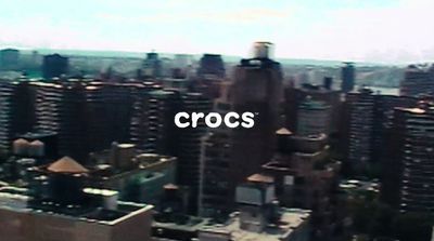 an aerial view of a city with the word crocs over it