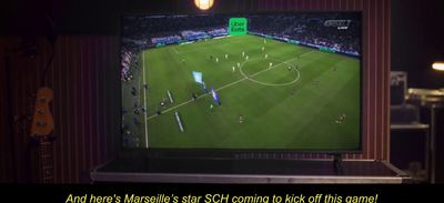 a television screen with a soccer game on it