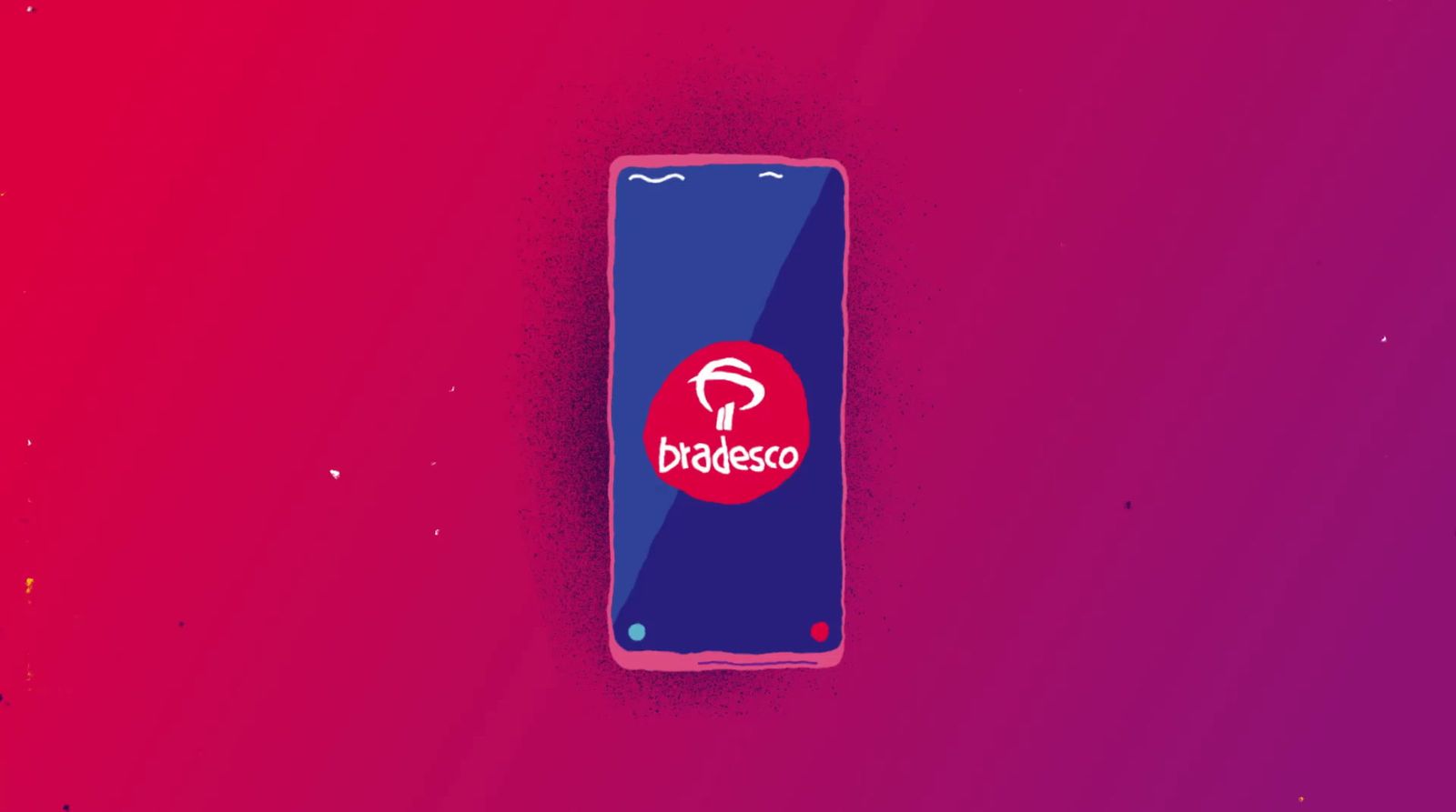 a cell phone with a red and blue background