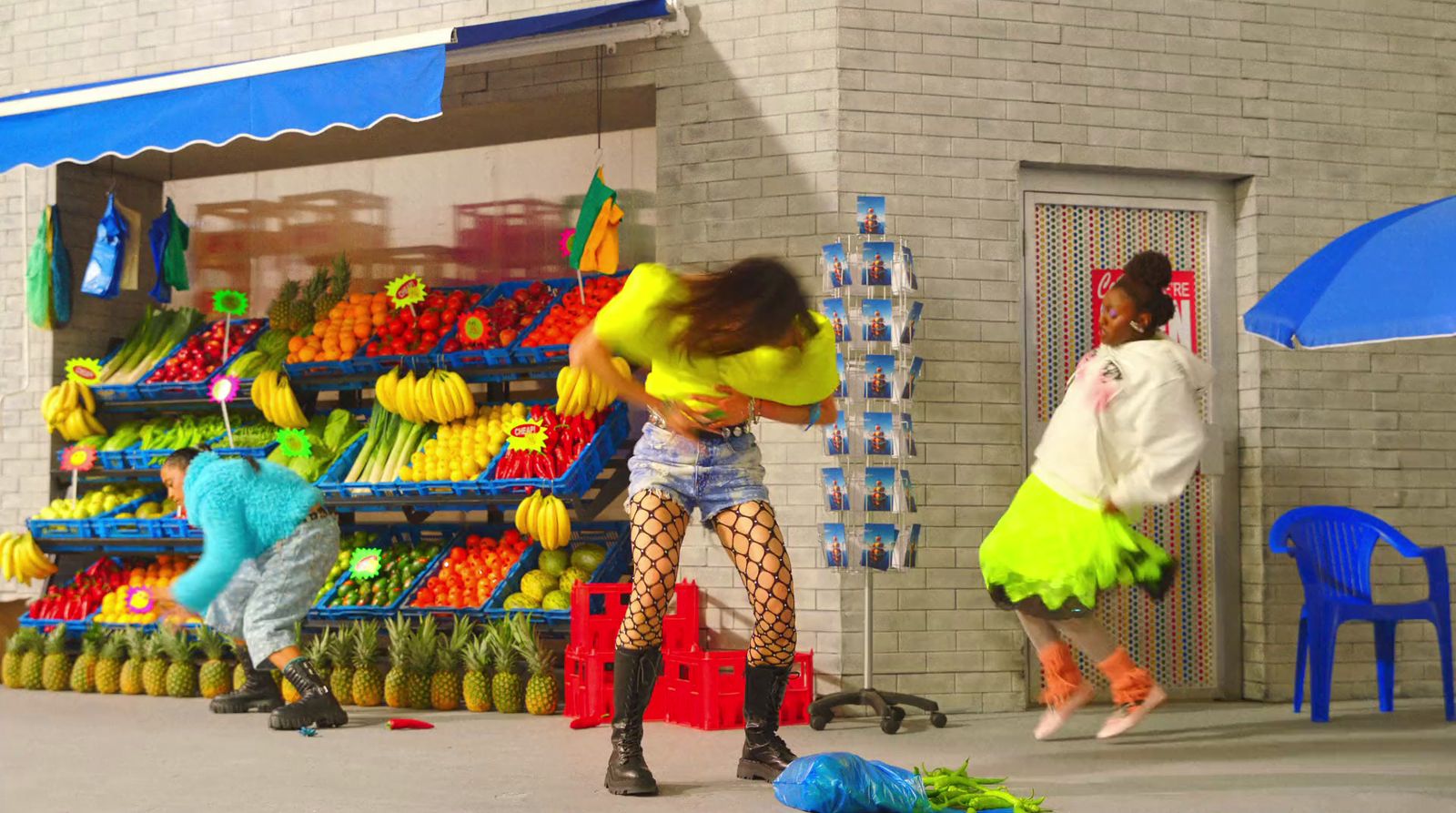 a group of people that are standing in front of a store