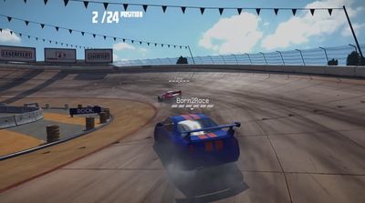 a screenshot of a car racing on a track