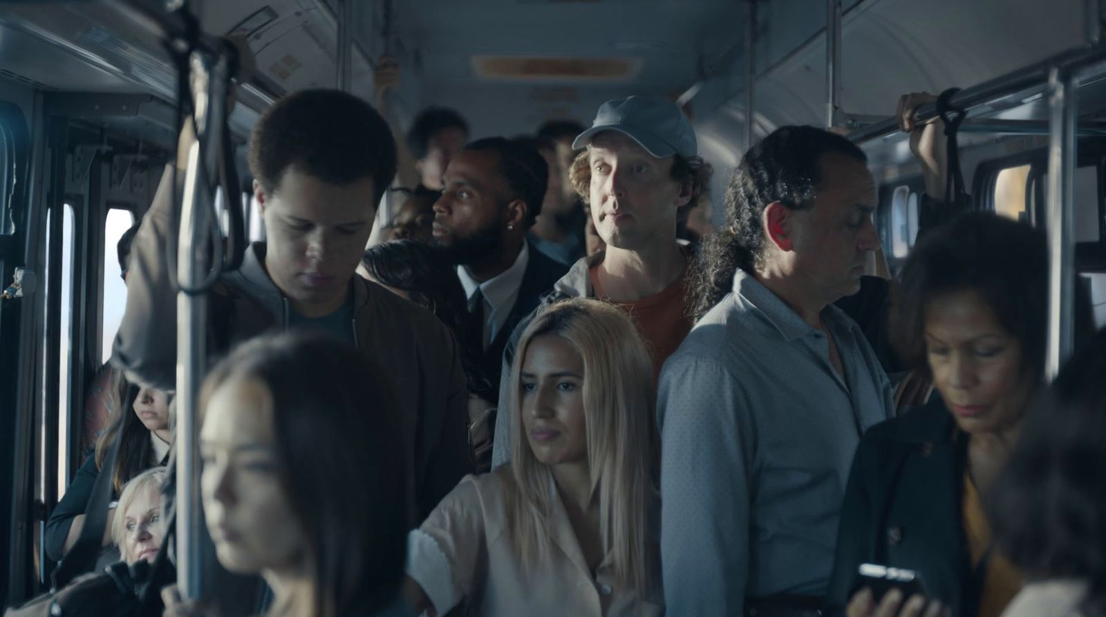 a group of people riding on a bus