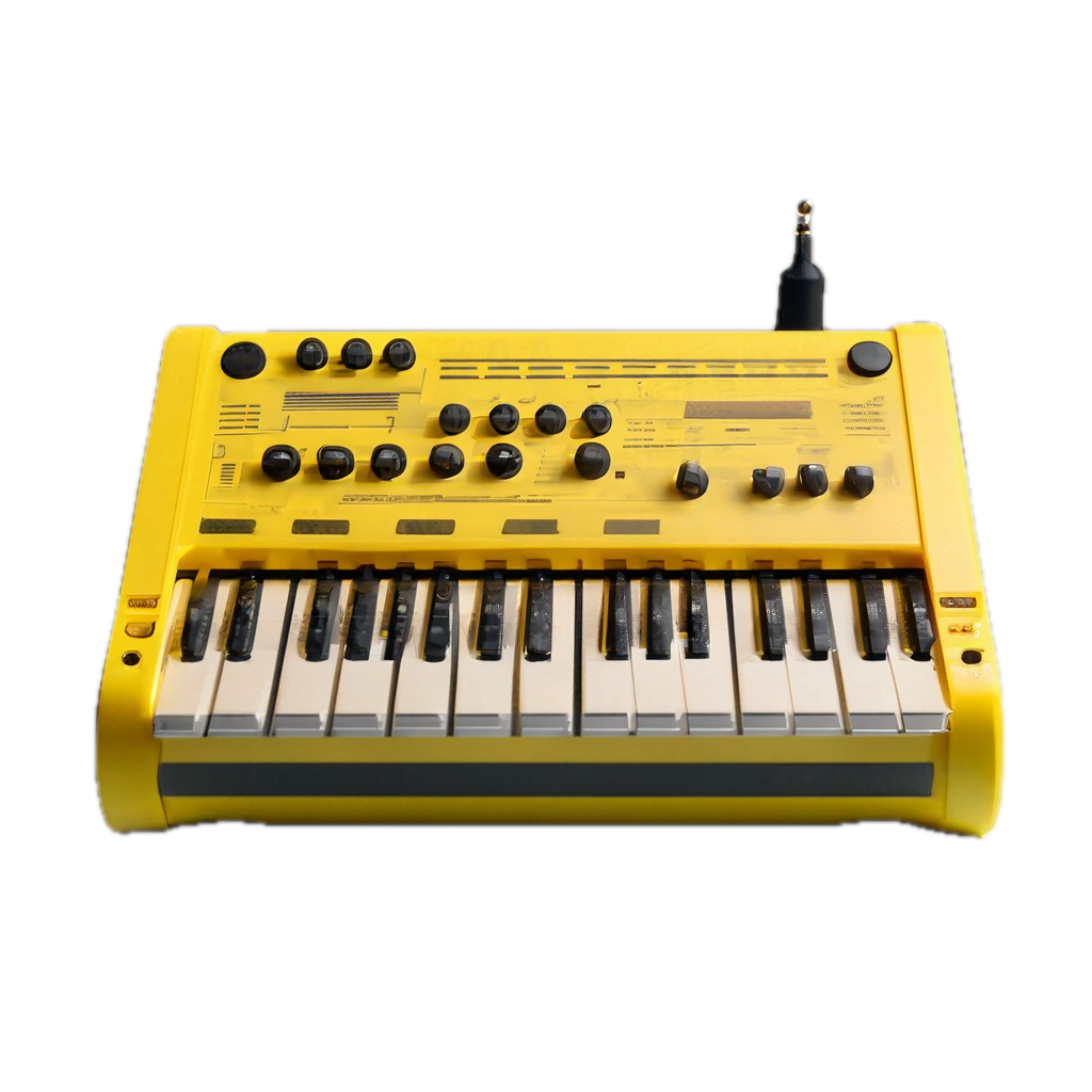 a yellow electronic keyboard sitting on top of a table