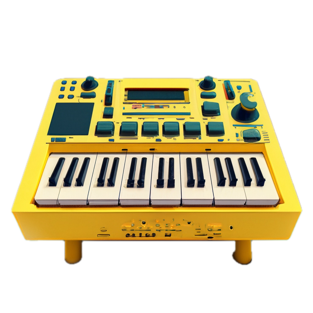 a yellow electronic keyboard sitting on top of a table