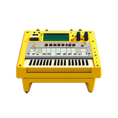 a yellow electronic keyboard sitting on top of a table