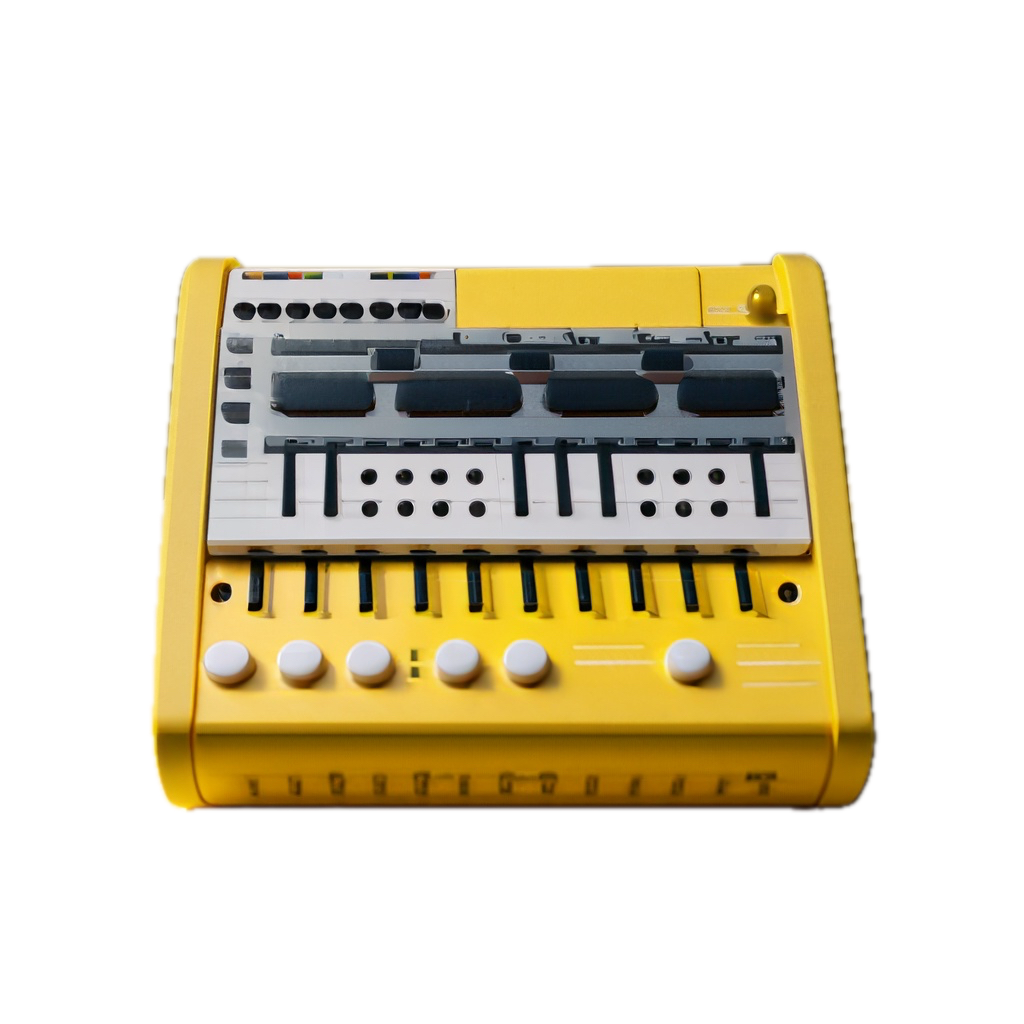 a yellow electronic device with buttons and knobs