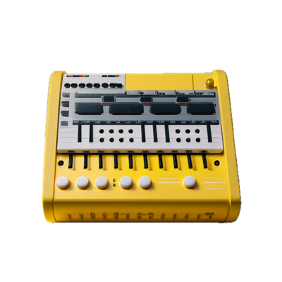 a yellow electronic device with buttons and knobs